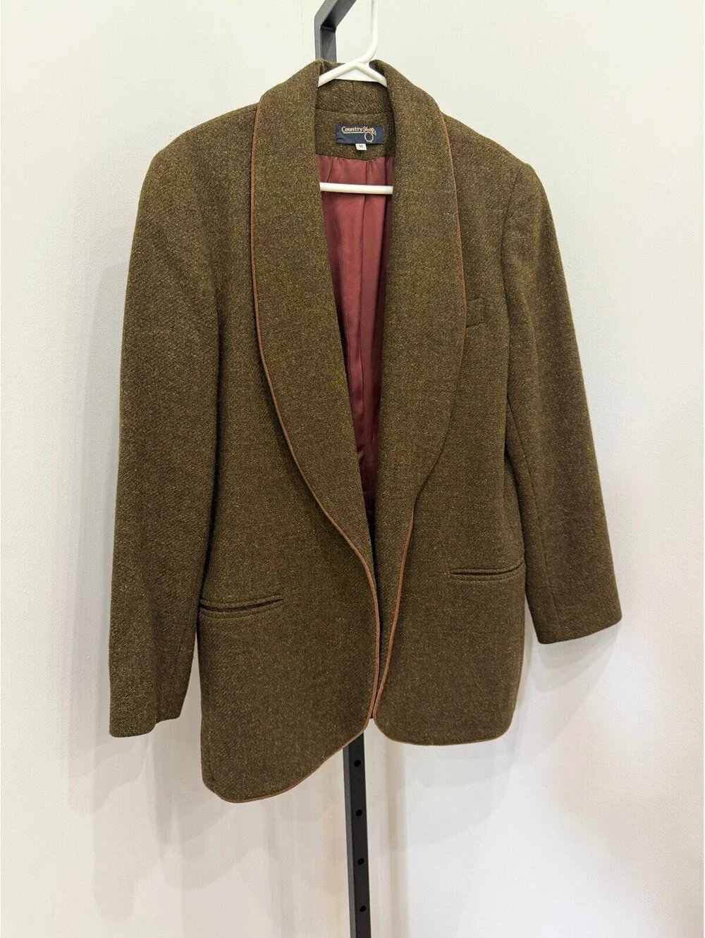 80s Wool Tweed Jacket Blazer Country Shop men's Green Wool Jacket Medium